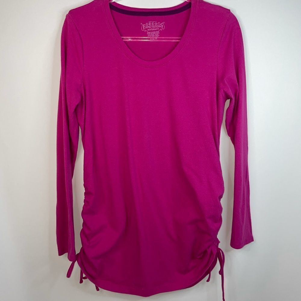 Great Expectations Pink Long Sleeve Maternity Top Scoop Neck Size Medium